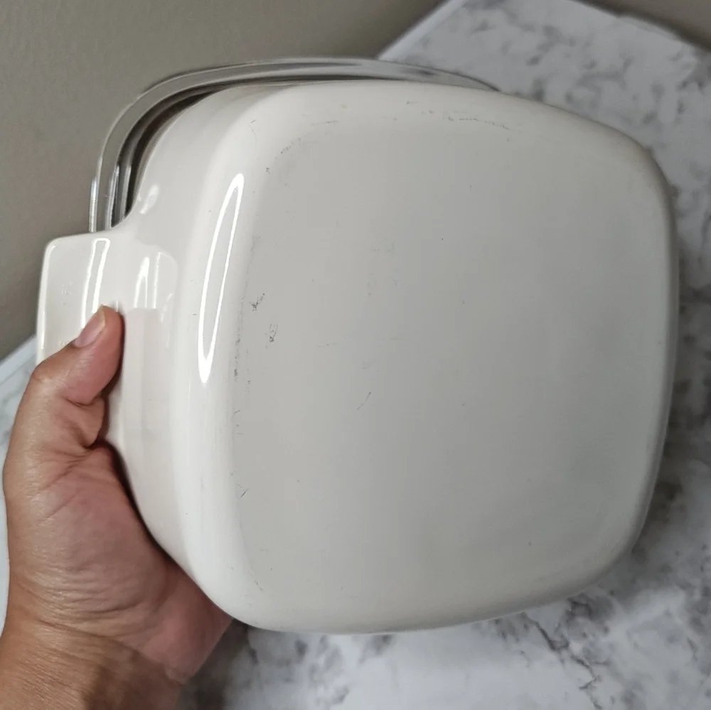 Vintage Pyrex Glass Lid White Casserole Dish Fruit Design